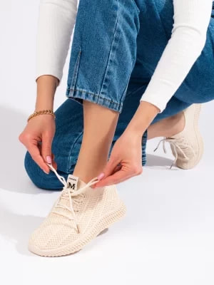 Zdjęcie produktu Lekkie tekstylne damskie buty sportowe beżowe Shelvt