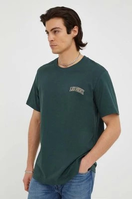 Zdjęcie produktu Les Deux t-shirt bawełniany kolor zielony z nadrukiem
