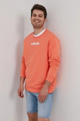 Zdjęcie produktu Levi's Bluza bawełniana męska kolor pomarańczowy z nadrukiem