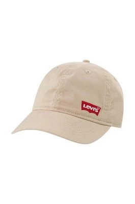 Zdjęcie produktu Levi's czapka z daszkiem bawełniana dziecięca LAN RICHMOND BATWING CURVE BRI kolor beżowy z aplikacją