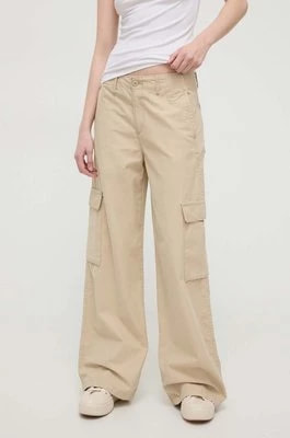 Zdjęcie produktu Levi's spodnie BAGGY CARGO damskie kolor beżowy szerokie high waist