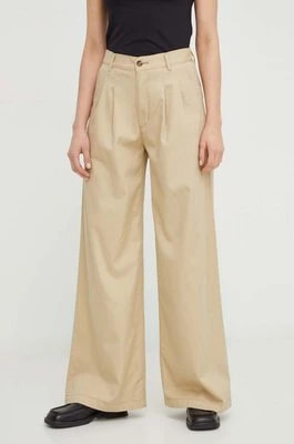 Zdjęcie produktu Levi's spodnie PLEATED WIDELEG damskie kolor beżowy szerokie high waist