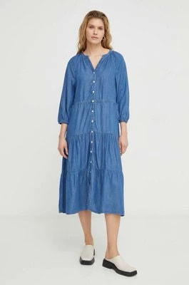 Zdjęcie produktu Levi's sukienka bawełniana kolor niebieski midi rozkloszowana