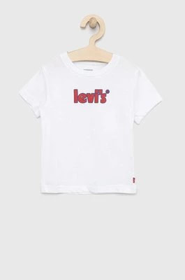 Zdjęcie produktu Levi's t-shirt bawełniany dziecięcy kolor biały z nadrukiem