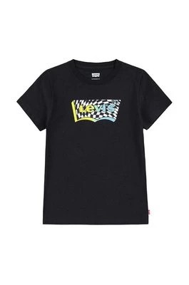 Zdjęcie produktu Levi's t-shirt bawełniany dziecięcy kolor czarny z nadrukiem