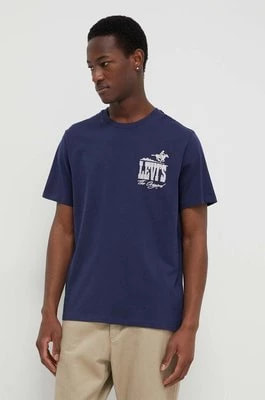 Zdjęcie produktu Levi's t-shirt bawełniany męski kolor granatowy z nadrukiem