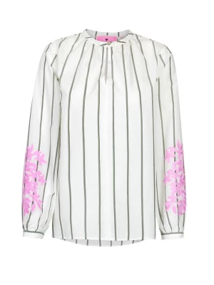 Zdjęcie produktu LIEBLINGSSTÜCK Bluzka "Rumina" w kolorze biało-oliwkowo-różowym rozmiar: 34
