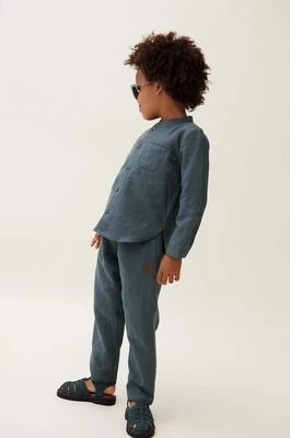 Zdjęcie produktu Liewood spodnie z domieszką lnu dziecięce Orlando Linen Pants kolor niebieski gładkie