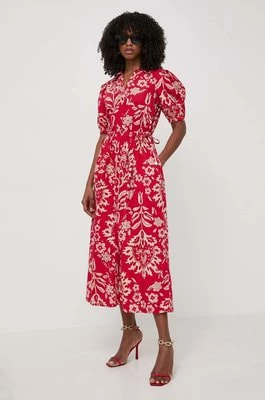 Zdjęcie produktu Liu Jo sukienka bawełniana kolor czerwony midi rozkloszowana