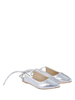 Zdjęcie produktu Lizza Shoes Skórzane baleriny w kolorze srebrnym rozmiar: 37