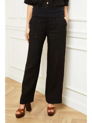 Zdjęcie produktu Fleur de Lin Lniane spodnie "Astrid" w kolorze czarnym rozmiar: L