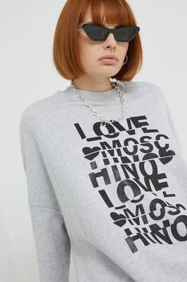 Zdjęcie produktu Love Moschino bluza bawełniana damska kolor szary melanżowa