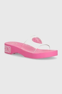 Zdjęcie produktu Love Moschino klapki damskie kolor różowy na platformie JA28344G0II5260A