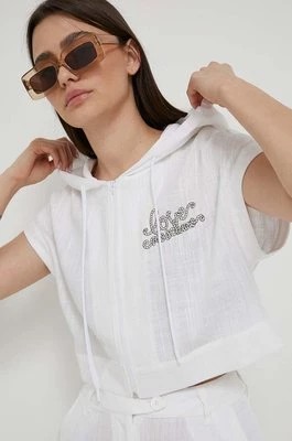 Zdjęcie produktu Love Moschino koszula z domieszką lnu kolor biały