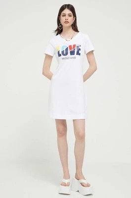 Zdjęcie produktu Love Moschino sukienka bawełniana kolor biały mini prosta