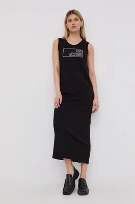 Zdjęcie produktu Love Moschino sukienka bawełniana kolor czarny maxi prosta