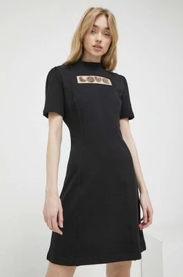 Zdjęcie produktu Love Moschino sukienka bawełniana kolor czarny mini rozkloszowana
