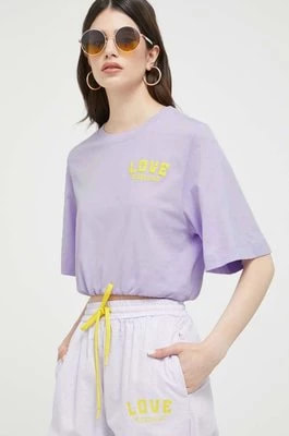 Zdjęcie produktu Love Moschino t-shirt bawełniany kolor fioletowy