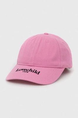 Zdjęcie produktu Lovechild czapka z daszkiem bawełniana kolor różowy z nadrukiem