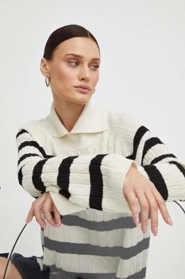 Zdjęcie produktu Lovechild sweter wełniany damski kolor beżowy z golfem