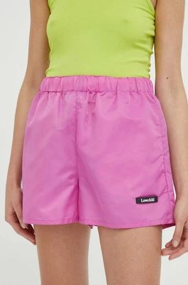 Zdjęcie produktu Lovechild szorty damskie kolor różowy gładkie high waist