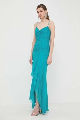 Zdjęcie produktu Luisa Spagnoli sukienka jedwabna PINCIO kolor turkusowy maxi rozkloszowana 540715