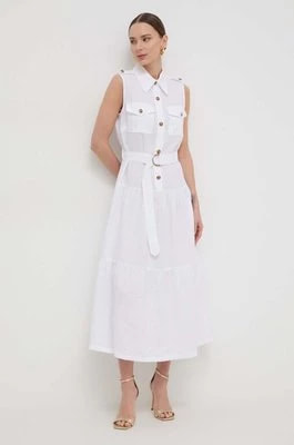 Zdjęcie produktu Luisa Spagnoli sukienka lniana kolor biały maxi rozkloszowana