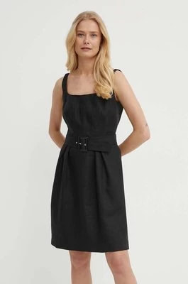 Zdjęcie produktu Luisa Spagnoli sukienka lniana PIANI kolor czarny mini rozkloszowana 540750