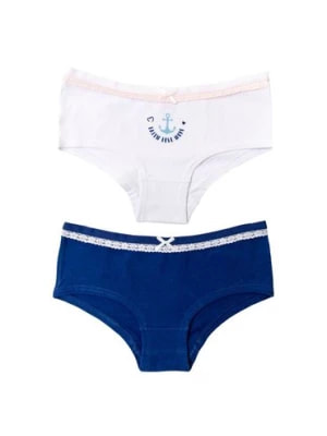 Zdjęcie produktu Majtki dziewczęce panty - gładkie niebieskie, białe z nadrukiem - 2 pak EWS
