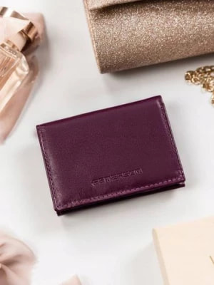 Zdjęcie produktu Mały, poziomy portfel damski na zatrzask — Peterson fioletowy