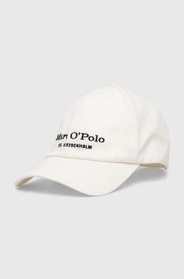 Zdjęcie produktu Marc O'Polo czapka z daszkiem bawełniana kolor biały z aplikacją