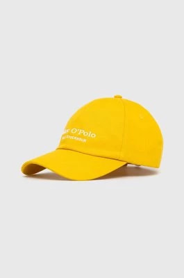 Zdjęcie produktu Marc O'Polo czapka z daszkiem bawełniana kolor żółty z nadrukiem