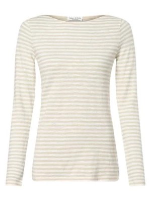 Zdjęcie produktu Marc O'Polo Damska koszulka z długim rękawem Kobiety Bawełna biały|beżowy w paski,