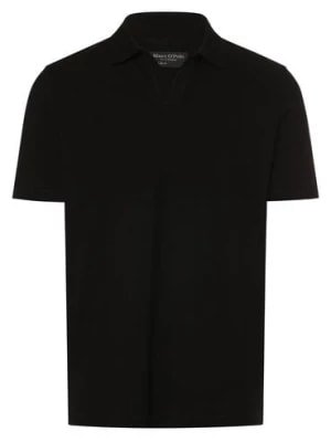Zdjęcie produktu Marc O'Polo Męska koszulka polo z zawartością lnu Mężczyźni Bawełna czarny jednolity,