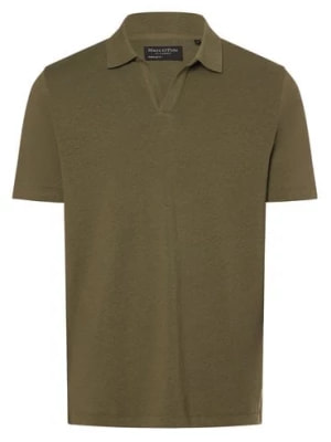 Zdjęcie produktu Marc O'Polo Męska koszulka polo z zawartością lnu Mężczyźni Bawełna zielony jednolity,