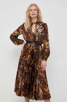 Zdjęcie produktu Marciano Guess sukienka kolor brązowy midi rozkloszowana