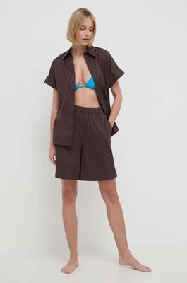 Zdjęcie produktu Max Mara Beachwear koszula plażowa damska kolor brązowy regular z kołnierzykiem klasycznym 2416111019600