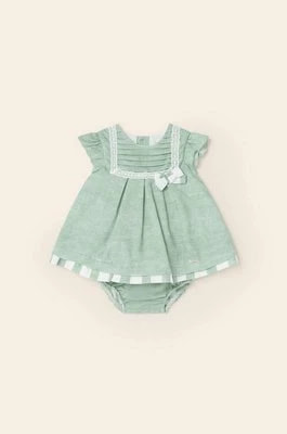 Zdjęcie produktu Mayoral Newborn sukienka lniana niemowlęca kolor turkusowy mini rozkloszowana
