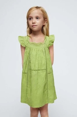 Zdjęcie produktu Mayoral sukienka bawełniana dziecięca kolor zielony mini rozkloszowana