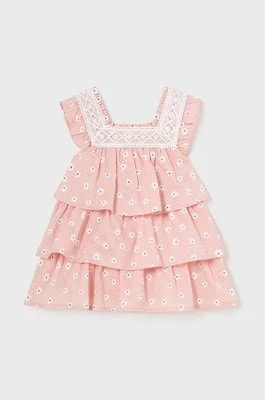 Zdjęcie produktu Mayoral sukienka bawełniana niemowlęca kolor różowy mini rozkloszowana