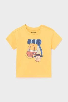 Zdjęcie produktu Mayoral t-shirt bawełniany niemowlęcy kolor żółty z nadrukiem