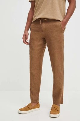 Zdjęcie produktu Medicine spodnie lniane męskie kolor brązowy proste