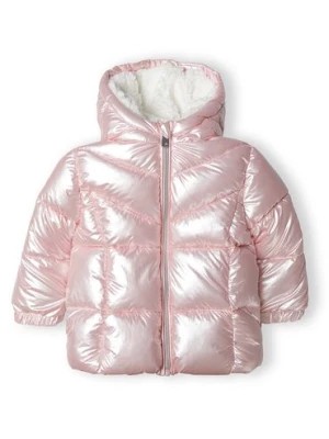 Zdjęcie produktu Metaliczna ocieplana kurtka różowa z kapturem dla dziewczynki Minoti
