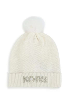 Zdjęcie produktu Michael Kors czapka z domieszką wełny dziecięca kolor beżowy z cienkiej dzianiny