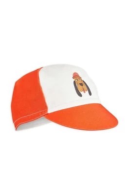 Zdjęcie produktu Mini Rodini czapka z daszkiem bawełniana dziecięca kolor pomarańczowy z nadrukiem