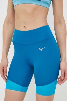 Zdjęcie produktu Mizuno szorty do biegania Impulse Core Mid kolor niebieski gładkie high waist