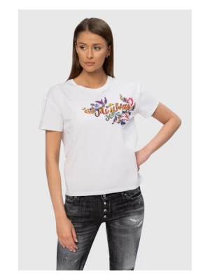 Zdjęcie produktu MOSCHINO Biały t-shirt z logo i kwiatami