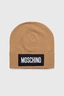 Zdjęcie produktu Moschino czapka kaszmirowa kolor brązowy wełniana