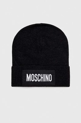 Zdjęcie produktu Moschino czapka kaszmirowa kolor czarny wełniana