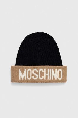 Zdjęcie produktu Moschino czapka wełniana kolor beżowy wełniana